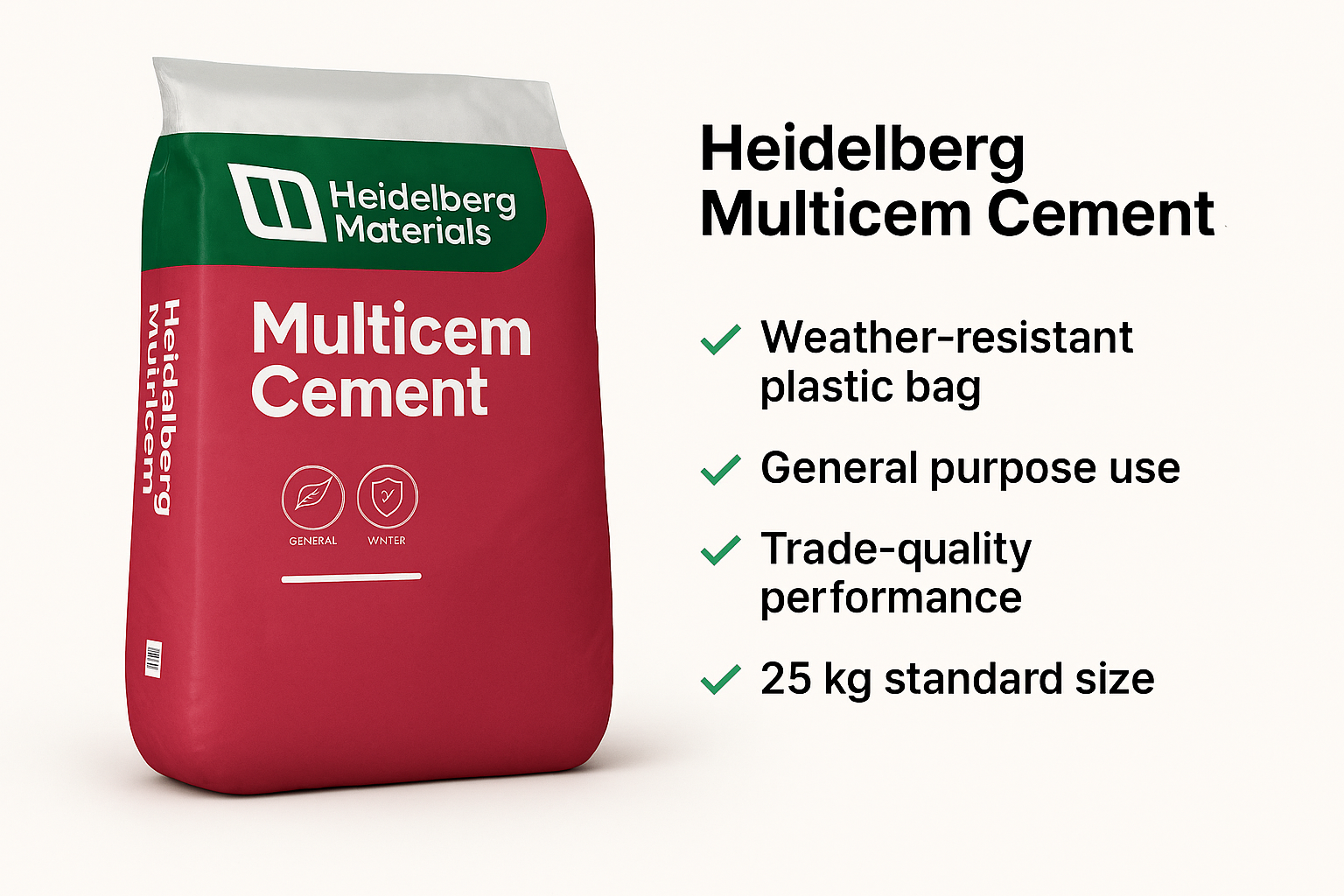 Heidelberg Multicem Cement Plastic Bag 25kg